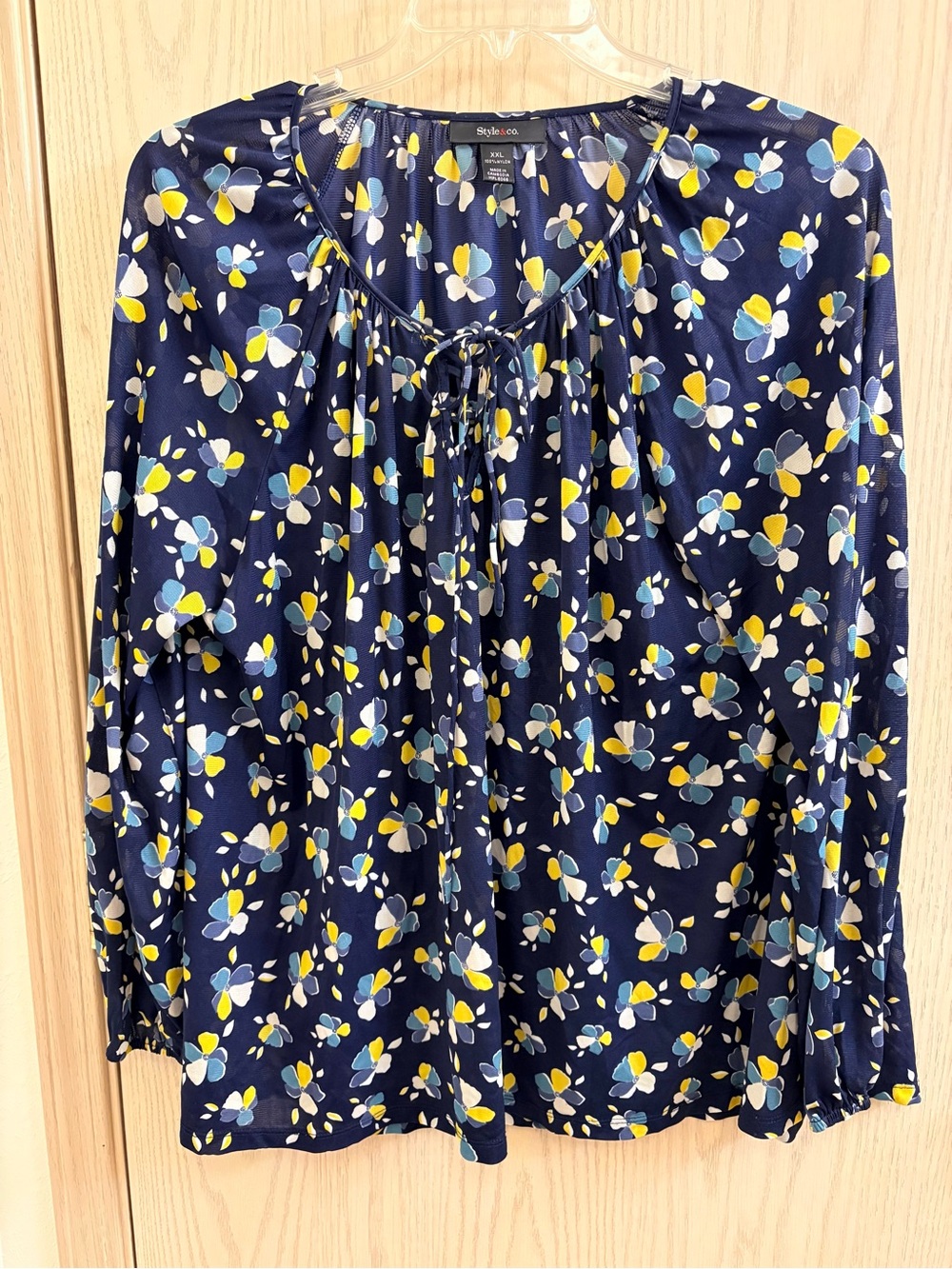 Style & Co. Soft and Pretty Floral Tie-Neck Blouse